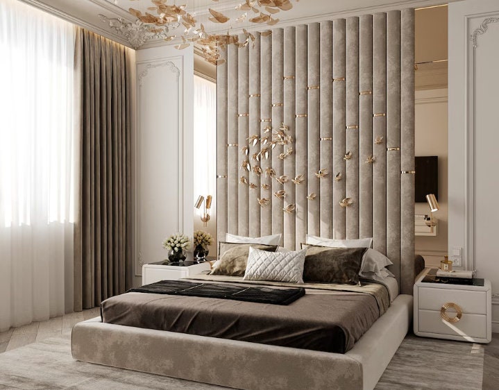Custom Upholstered Headboards Wall Panels & Bed Frames Any Size! Custom Made - Easy to Install - DWU24