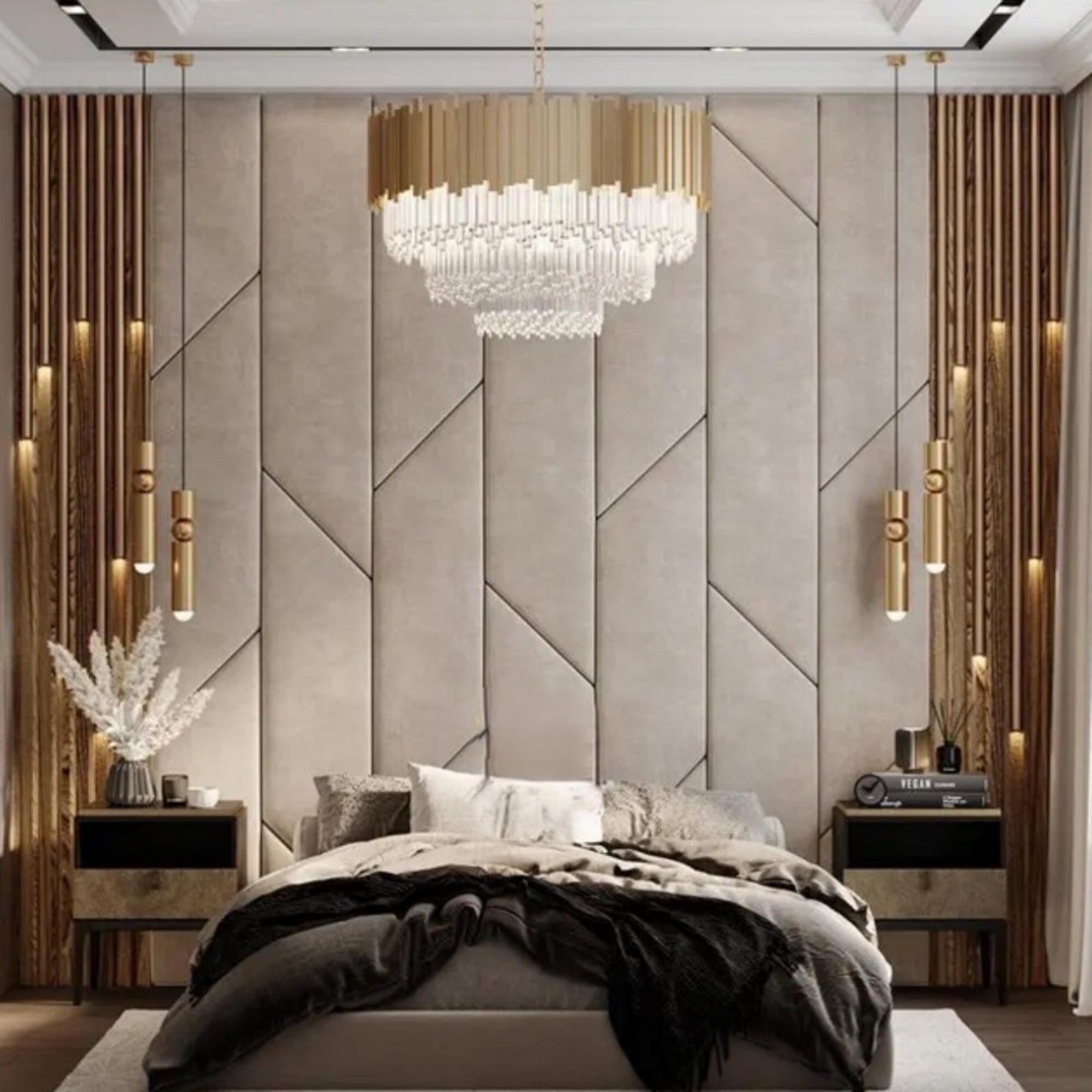 Upholstered Headboards Wall Panels & Bed Frames Any Size! Custom Made Easy to Install - DWU43