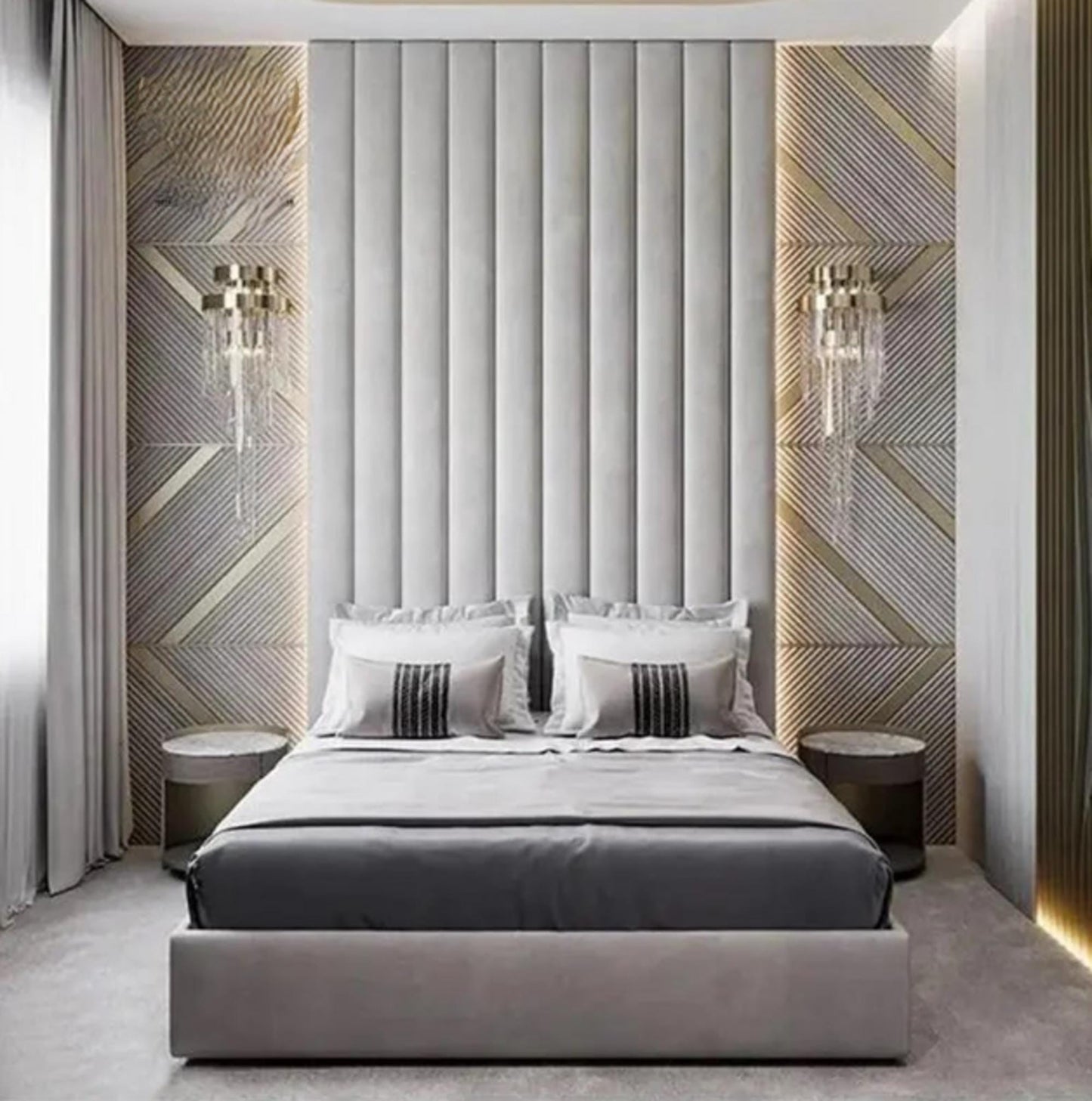 Custom Upholstered Headboards Wall Panels & Bed Frames Any Size! Custom Made To Your Desire - Any Design! Easy to Install - DWU23